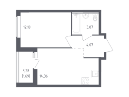 1 ккв № 150 Корп.: 1 , Секция 2  в ЖК Южная Нева