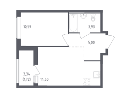 1 ккв № 452 Корп.: 1 , Секция 3  в ЖК Южная Нева