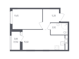 2 ккв (Евро) № 545 Корп.: 1 , Секция 3  в ЖК Южная Нева