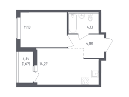 1 ккв № 257 Корп.: 1 , Секция 2  в ЖК Южная Нева