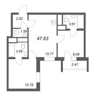 3 ккв (Евро) № 111в Корп.: 1 , Секция в  в ЖК Южный форт