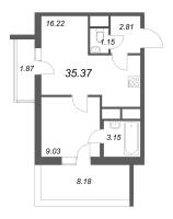 2 ккв (Евро) № 4з Корп.: 2 , Секция з  в ЖК Южный форт