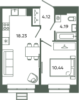 2 ккв (Евро) № 385 Корп.: 6-6 , Секция Н  в ЖК Загляденье
