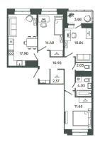 4 ккв (Евро) № Б2/3-2 Корп.: 6-7 , Секция Б  в ЖК Загляденье