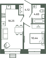 2 ккв (Евро) № 377 Корп.: 6-6 , Секция Н  в ЖК Загляденье
