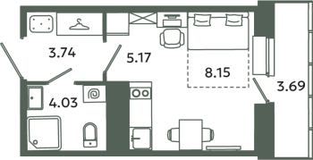 Студия № 7 Корп.: 6-6 , Секция Ж  в ЖК Загляденье