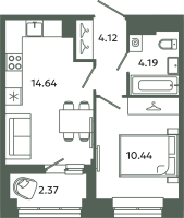 2 ккв (Евро) № 409 Корп.: 6-6 , Секция Н  в ЖК Загляденье