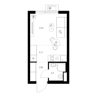 Студия № 1.14.14 Корп.: 4 , Секция 1  в ЖК Заречный парк