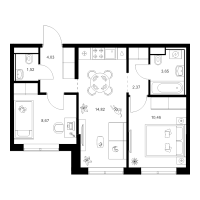 2 ккв № 4.1.2 Корп.: 4 , Секция 4  в ЖК Заречный парк