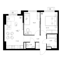 3 ккв (Евро) № 1.4.13 Корп.: 4 , Секция 1  в ЖК Заречный парк