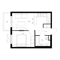 2 ккв (Евро) № 2.23.2 Корп.: 6 , Секция 2  в ЖК Заречный парк
