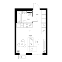 Студия № 2.6.1 Корп.: 5 , Секция 2  в ЖК Заречный парк