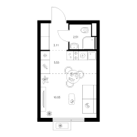 Студия № 6.4.9 Корп.: 4 , Секция 6  в ЖК Заречный парк