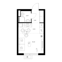 Студия № 6.21.5 Корп.: 4 , Секция 6  в ЖК Заречный парк