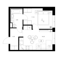 1 ккв № 5.1.2 Корп.: 4 , Секция 5  в ЖК Заречный парк
