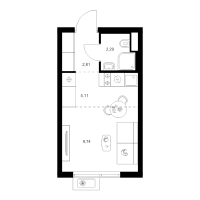 Студия № 1.3.6 Корп.: 4 , Секция 1  в ЖК Заречный парк