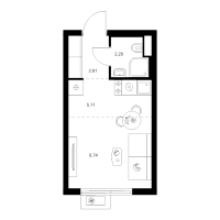 Студия № 1.6.4 Корп.: 4 , Секция 1  в ЖК Заречный парк