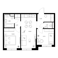 3 ккв (Евро) № 4.1.1 Корп.: 4 , Секция 4  в ЖК Заречный парк