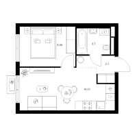 2 ккв (Евро) № 1.8.5 Корп.: 4 , Секция 1  в ЖК Заречный парк