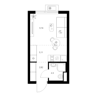 Студия № 1.10.14 Корп.: 4 , Секция 1  в ЖК Заречный парк