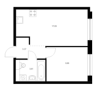 1 ккв № 1.1.1 Корп.: 7.1 , Секция 1  в ЖК Заречный парк