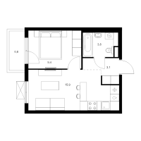 2 ккв (Евро) № 2.23.13 Корп.: 6 , Секция 2  в ЖК Заречный парк