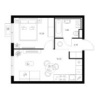 2 ккв (Евро) № 6.2.7 Корп.: 4 , Секция 6  в ЖК Заречный парк