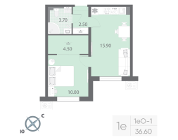 1 ккв № 12 Корп.: 4 , Секция 1  в ЖК Зеркальный ручей