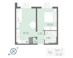 2 ккв (Евро) № 123 Корп.: 5 , Секция 1  в ЖК Зеркальный ручей