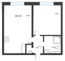 2 ккв (Евро) № 33 Корп.: 5 , Секция 1  в ЖК Зеркальный ручей