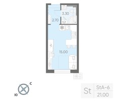 Студия № 9 Корп.: 5 , Секция 1  в ЖК Зеркальный ручей