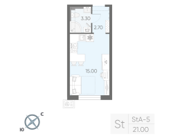 Студия № 26 Корп.: 5 , Секция 1  в ЖК Зеркальный ручей