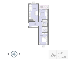 3 ккв (Евро) № 52 Корп.: 2 , Секция 1  в ЖК Зеркальный ручей