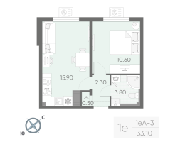 2 ккв (Евро) № 18 Корп.: 5 , Секция 1  в ЖК Зеркальный ручей