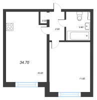 2 ккв (Евро) № 5 Корп.: 5 , Секция 1  в ЖК Зеркальный ручей