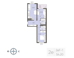 3 ккв (Евро) № 268 Корп.: 2 , Секция 1  в ЖК Зеркальный ручей