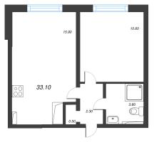 2 ккв (Евро) № 36 Корп.: 5 , Секция 1  в ЖК Зеркальный ручей