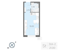 Студия № 7 Корп.: 5 , Секция 1  в ЖК Зеркальный ручей