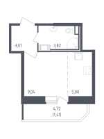 Студия № 423 Корп.: 39 , Секция 2  в ЖК Живи! В Рыбацком