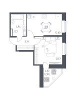 1 ккв № 395 Корп.: 4 , Секция 2  в ЖК Живи! В Рыбацком