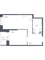 2 ккв (Евро) № 124 Корп.: 4 , Секция 1  в ЖК Живи! В Рыбацком
