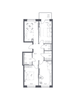 3 ккв № 126 Корп.: 6-7 , Секция 1  в ЖК Живи! В Рыбацком