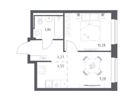 1 ккв № 31 Корп.: 6-7 , Секция 1  в ЖК Живи! В Рыбацком