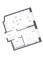 2 ккв (Евро) № 518 Корп.: 6-7 , Секция 3  в ЖК Живи! В Рыбацком