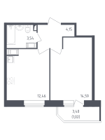 1 ккв № 292 Корп.: 4 , Секция 1  в ЖК Живи! В Рыбацком