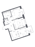 2 ккв № 620 Корп.: 6-7 , Секция 3  в ЖК Живи! В Рыбацком