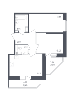 2 ккв № 117 Корп.: 39 , Секция 1  в ЖК Живи! В Рыбацком