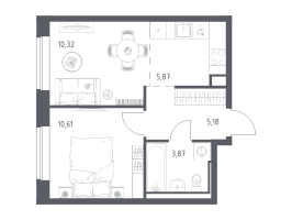 2 ккв (Евро) № 124 Корп.: 6-7 , Секция 1  в ЖК Живи! В Рыбацком