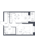 1 ккв № 392 Корп.: 4 , Секция 2  в ЖК Живи! В Рыбацком