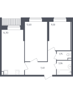 2 ккв № 334 Корп.: 39 , Секция 2  в ЖК Живи! В Рыбацком